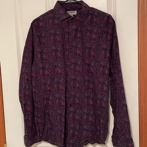 Express Paisley Button Down Dress Shirt - Large